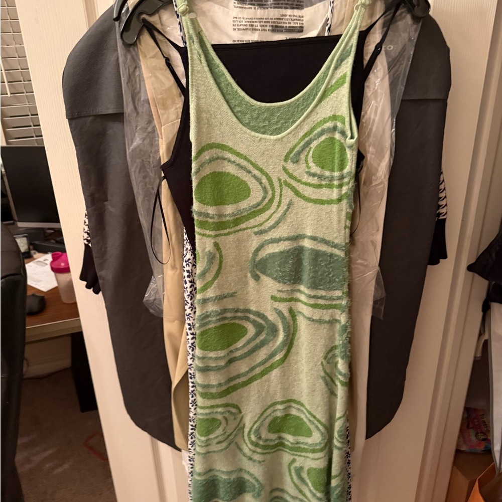 Green and Cream Patterned Dress